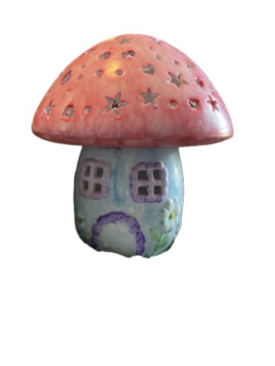 unbranded Other - Pink & Blue Ceramic Mushroom Candle Holder. 9” high, 21”mushroom bottom